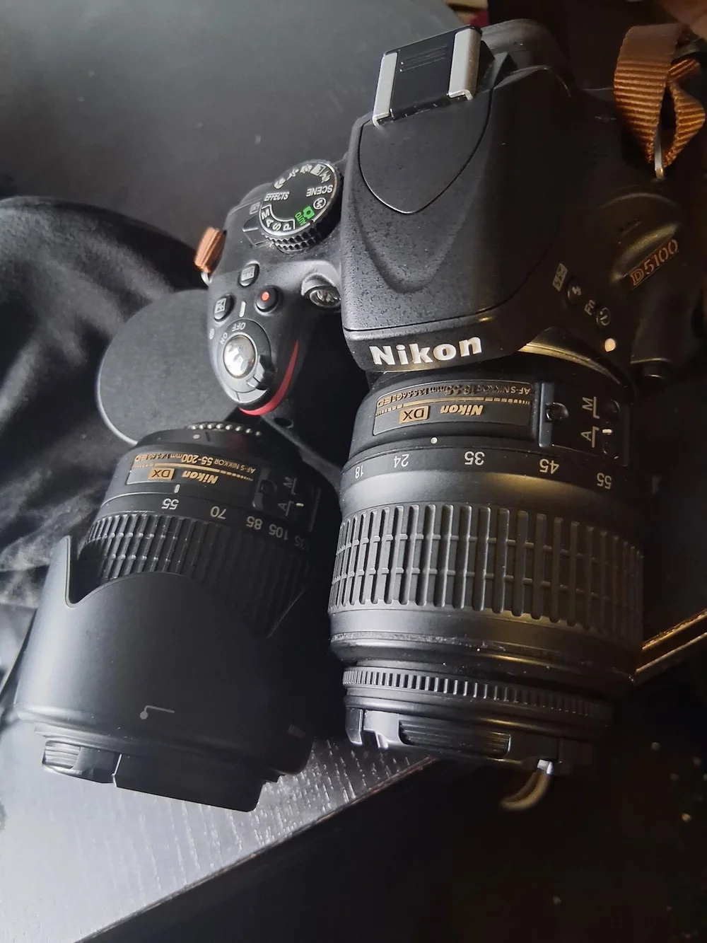 Nikon Black DSLR Body with Two Black DX Zoom Lenses
